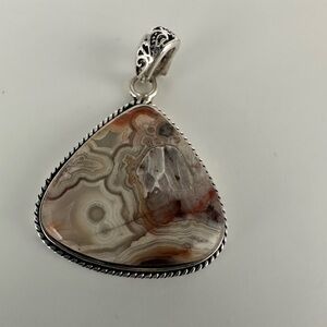 Elegant Silver and Brown Pendant